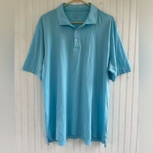 Peter Millar Men's Aqua Blue Solid Aqua Cotton Polo Size XL
